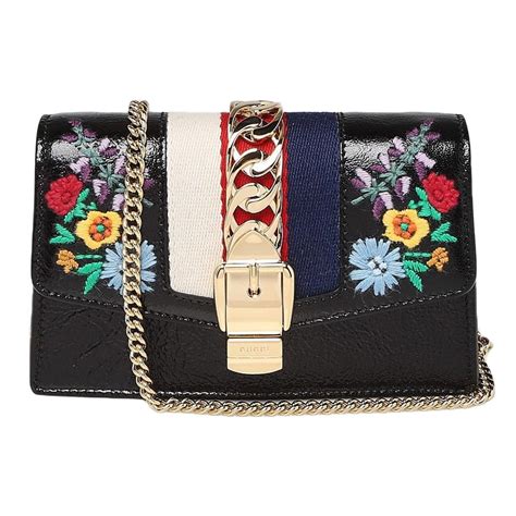 Túi Đeo Chéo Nữ Gucci Sylvie Embroidered Leather Mini Bag 